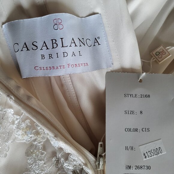 NWT~$1350~CASABLANCA~6/8~IVORY LACE EMBELLISHED STRAPLESS WEDDING DRESS GOWN - Picture 15 of 16